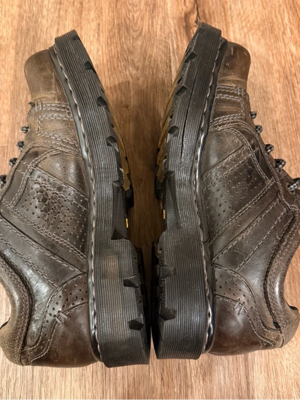 Vintage Y2K Doc Marten X Buckle Oxford Brown Leather Chunky Grunge Punk W9 M8